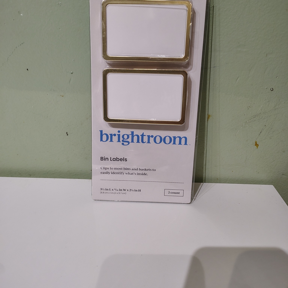 NWT Brightroom Gold Bin and Basket Labels 2 Ct Big Large Regular Size Organizing